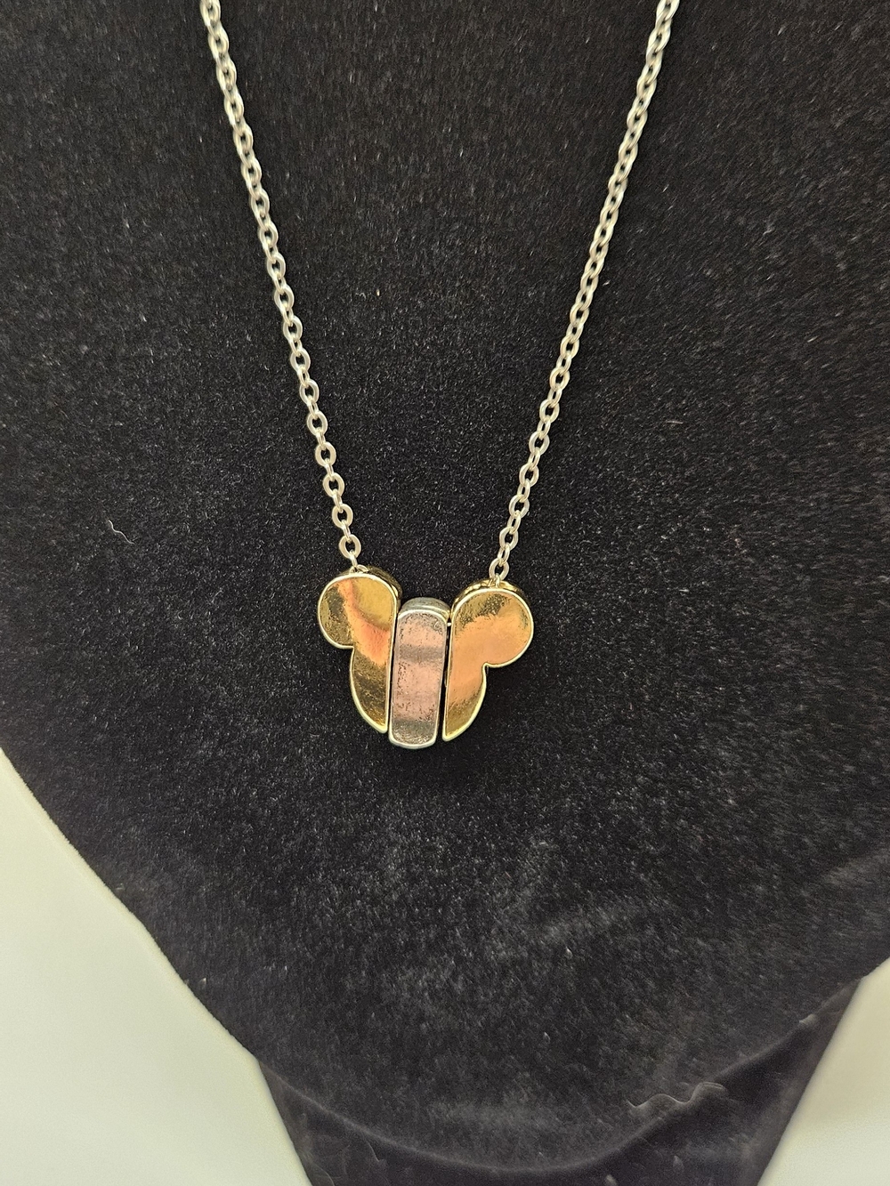 Disney Mickey Mouse Head Ears Pendant Necklace Gold Silver Tone